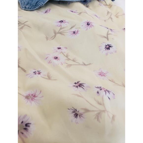 Vintage Skort Romper Girls XL Blue Denim Yellow Floral Spaghetti Strap One Piece - Picture 10 of 15